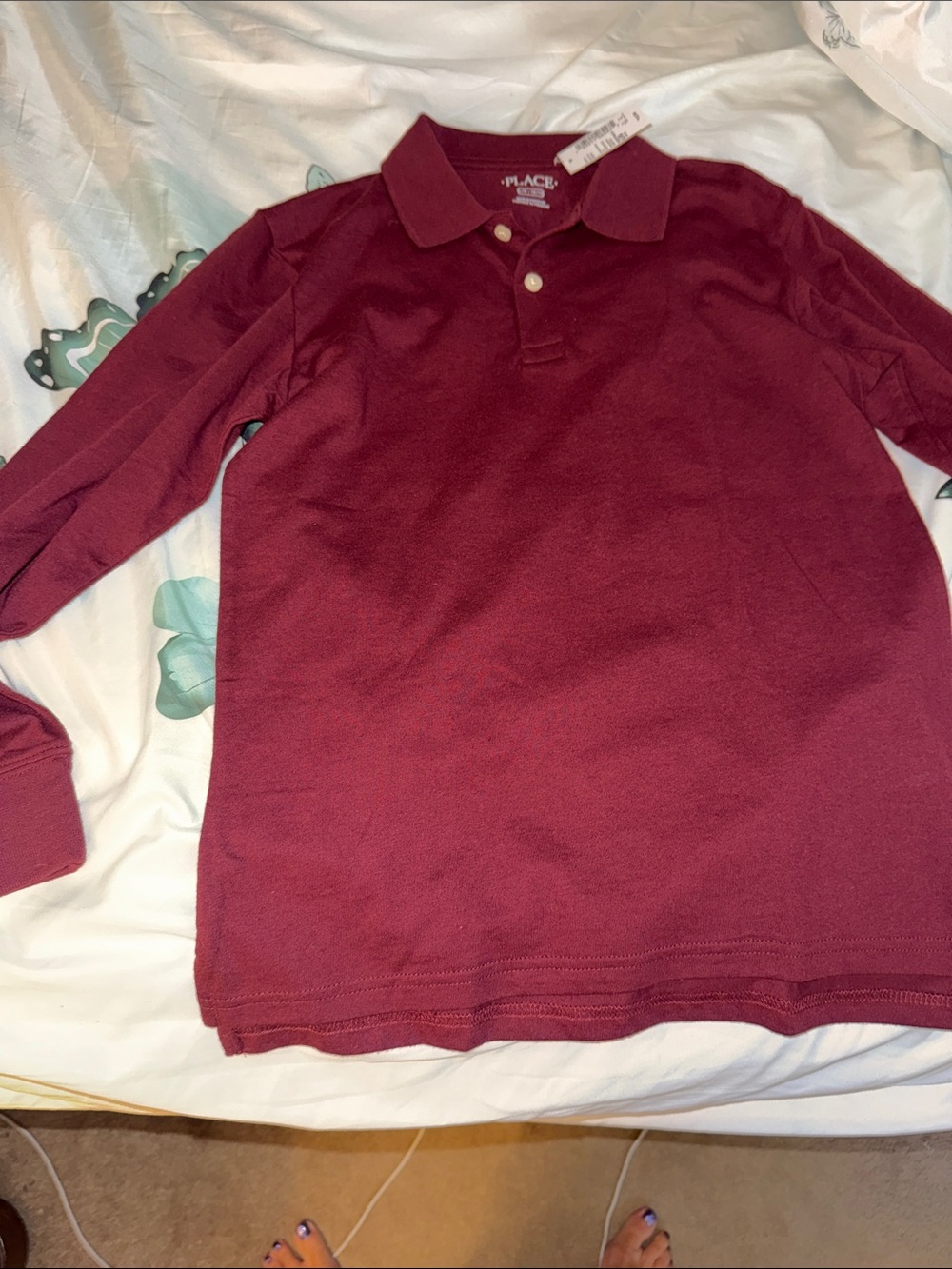The Children's Place Maroon Long Sleeve Polo Shirt
